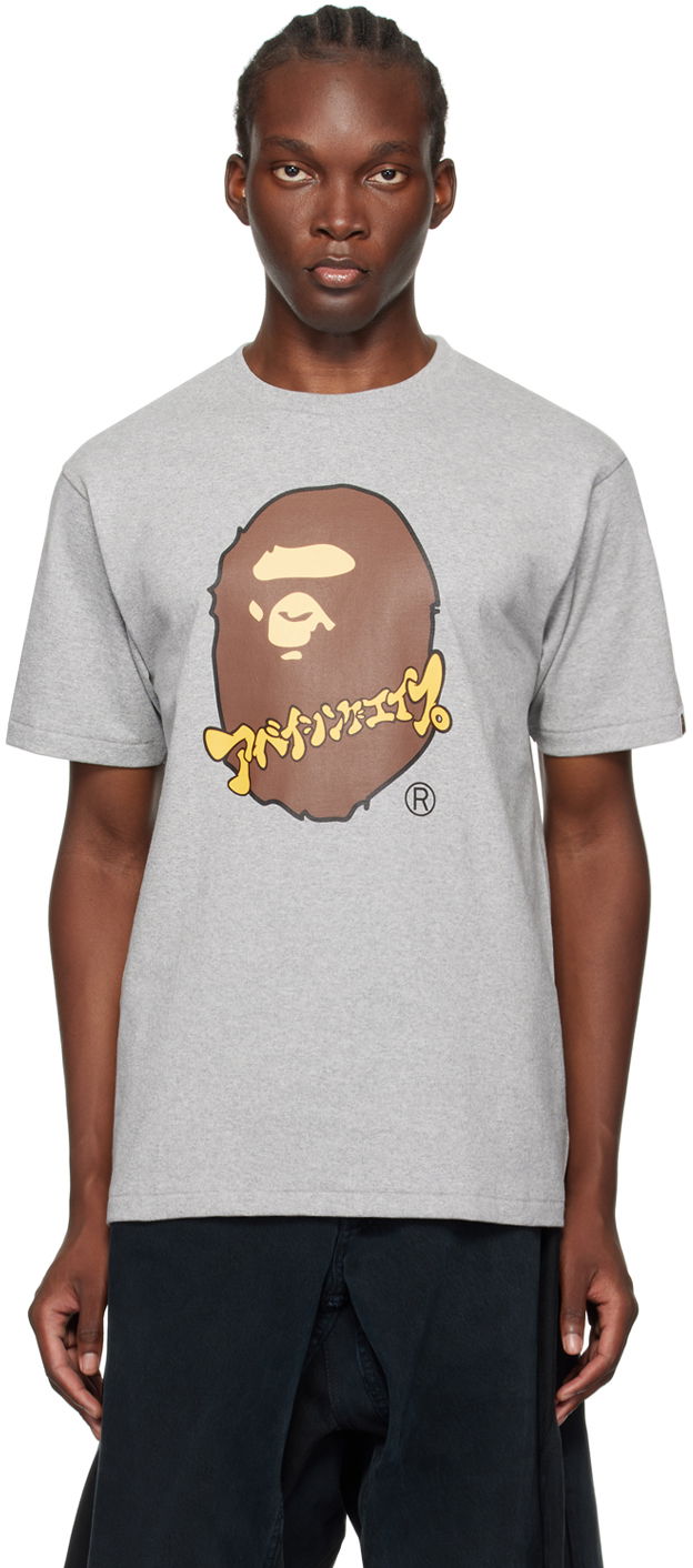 Tričko BAPE BAPE Gray Katakana Ape Head T-Shirt Šedá | 001TEK301307M, 0