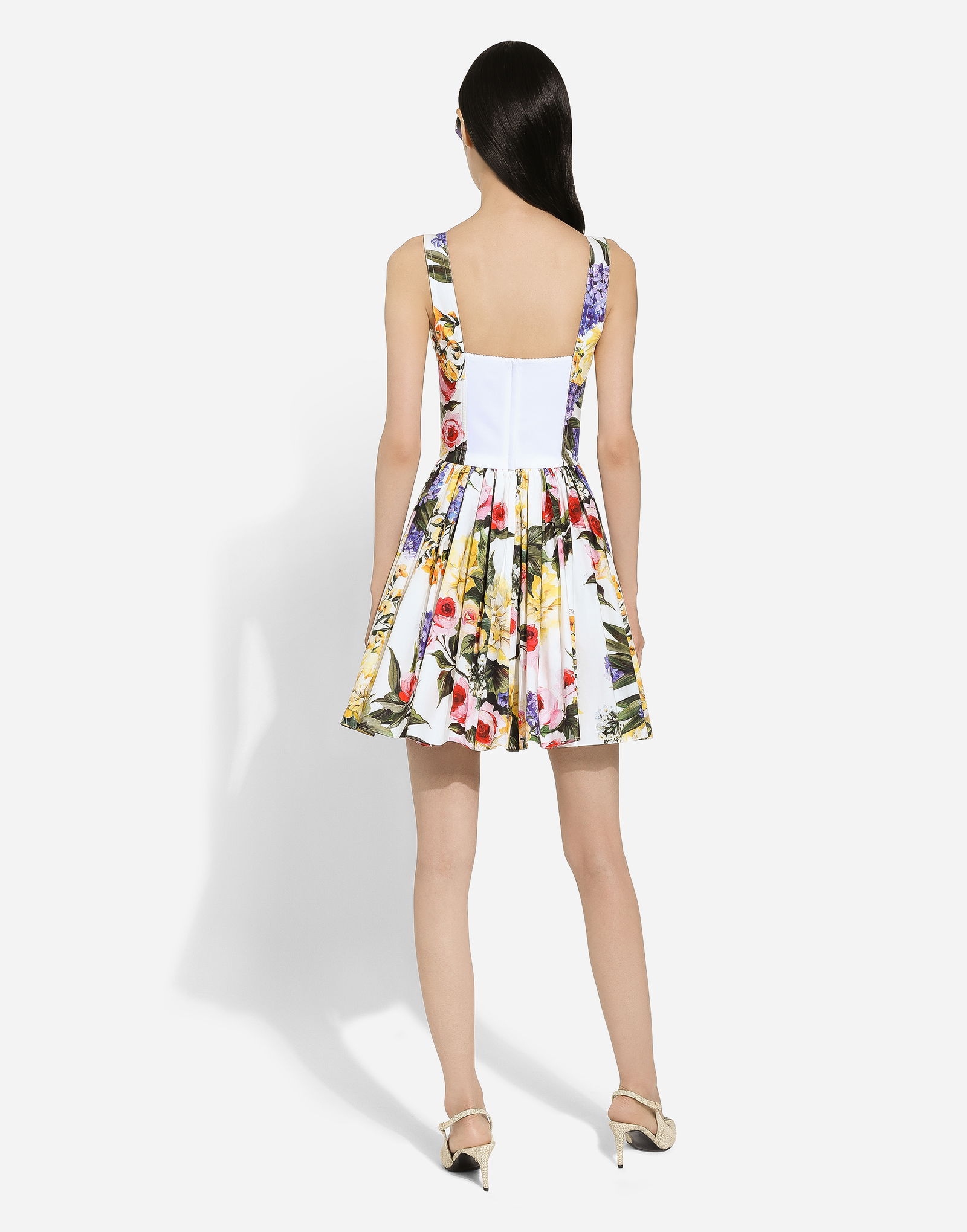 Dolce & Gabbana Garden Print Cotton Corset Dress