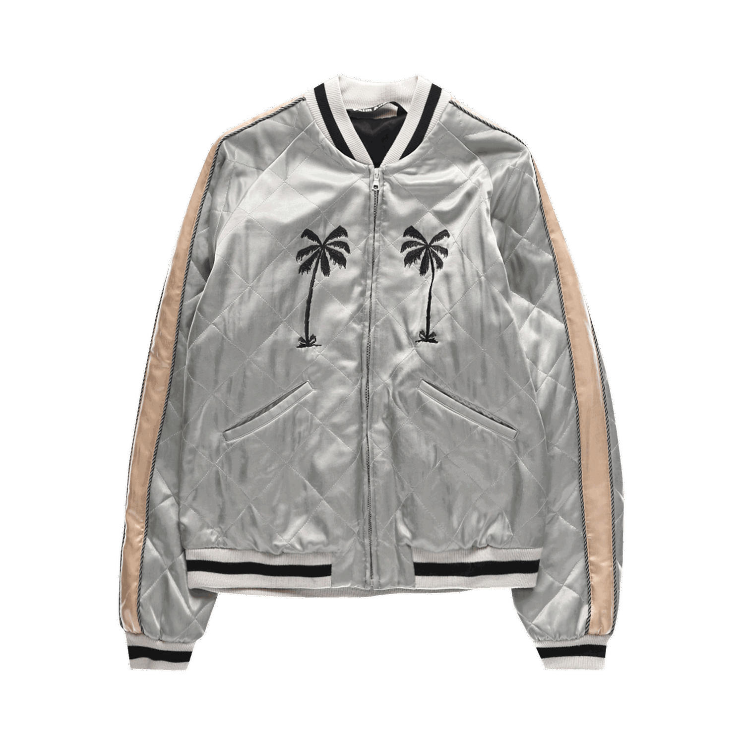 Bomber bunda Palm Angels Life Is Palm Souvenir Jacket Šedá | PMEA110F22FAB0020910, 0