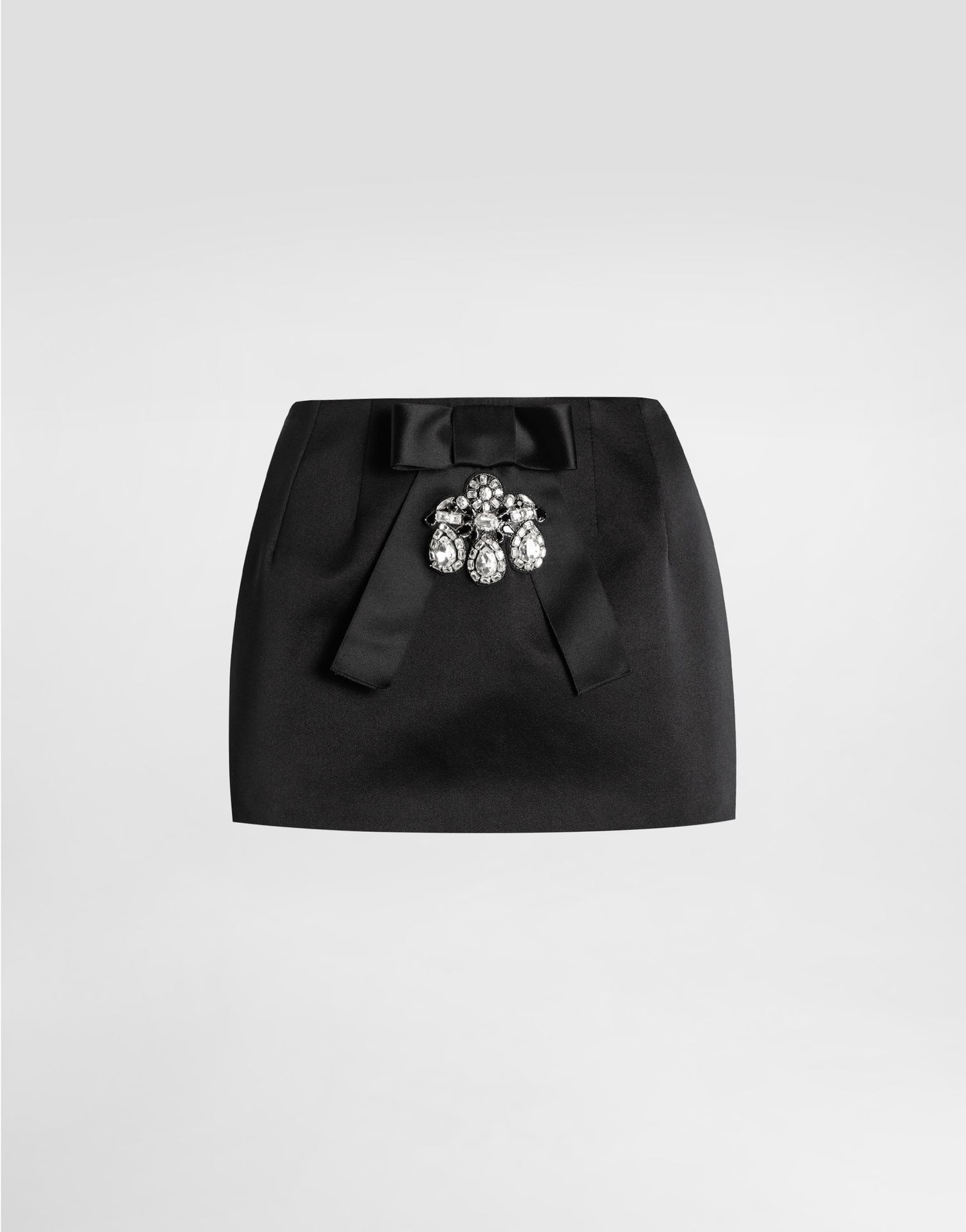 Sukňa Dolce & Gabbana Dolce & Gabbana Duchesse Mini Skirt with Jeweled Bow Čierna | F4DA2ZFUM3RN0000, 0