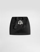 Dolce & Gabbana Duchesse Mini Skirt with Jeweled Bow