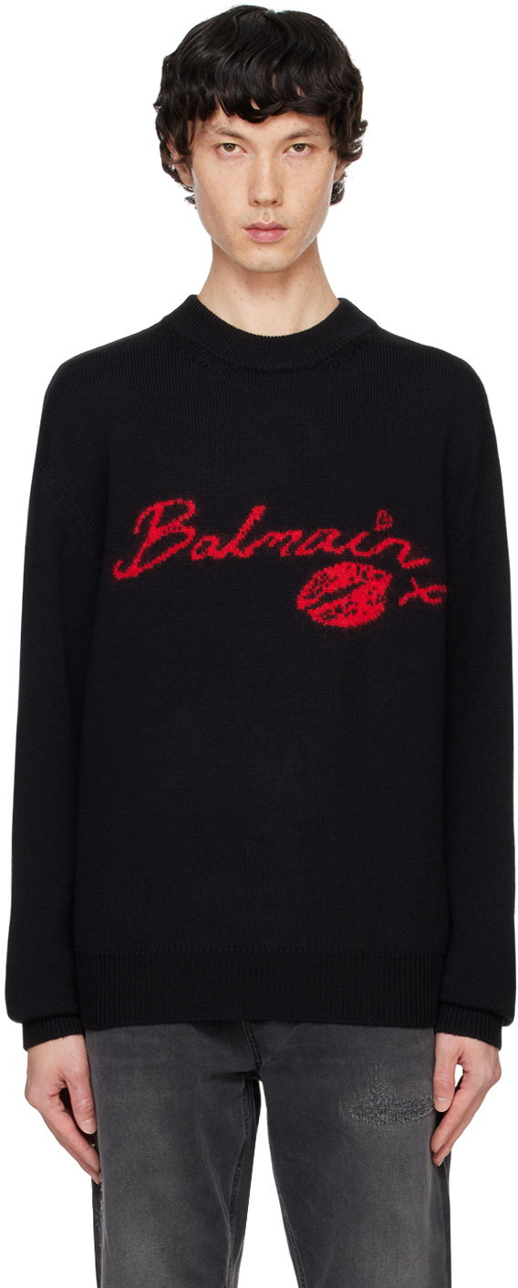 Sveter Balmain Wool 'Kiss' Sweater Čierna | DH0KD000KH32