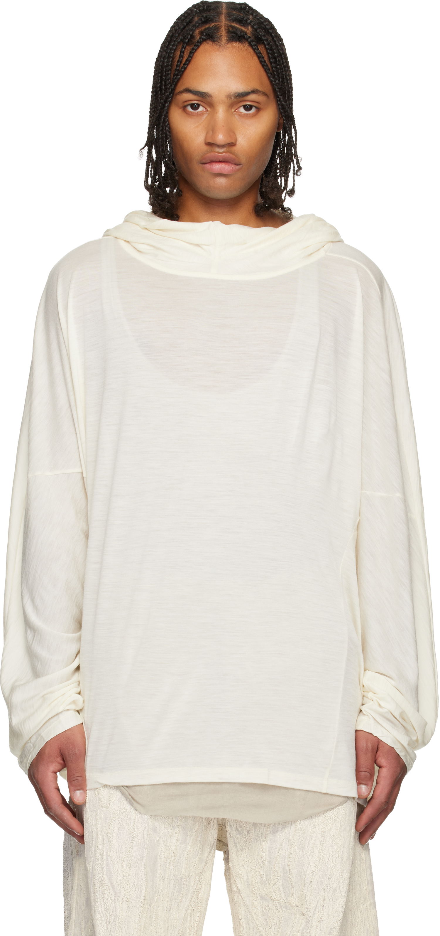 Mikina Rick Owens Concordians Loose-Fit Cowl Neck Tunic Hoodie Béžová | RR02E1502 JSW, 0