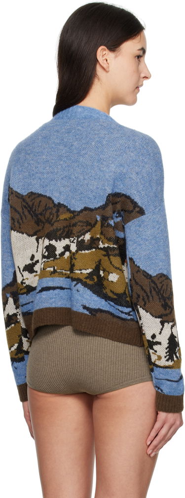 Sveter Max Mara Weekend Landscape Print Wool Blend Sweater Modrá | 2425366272600 MM12204, 2