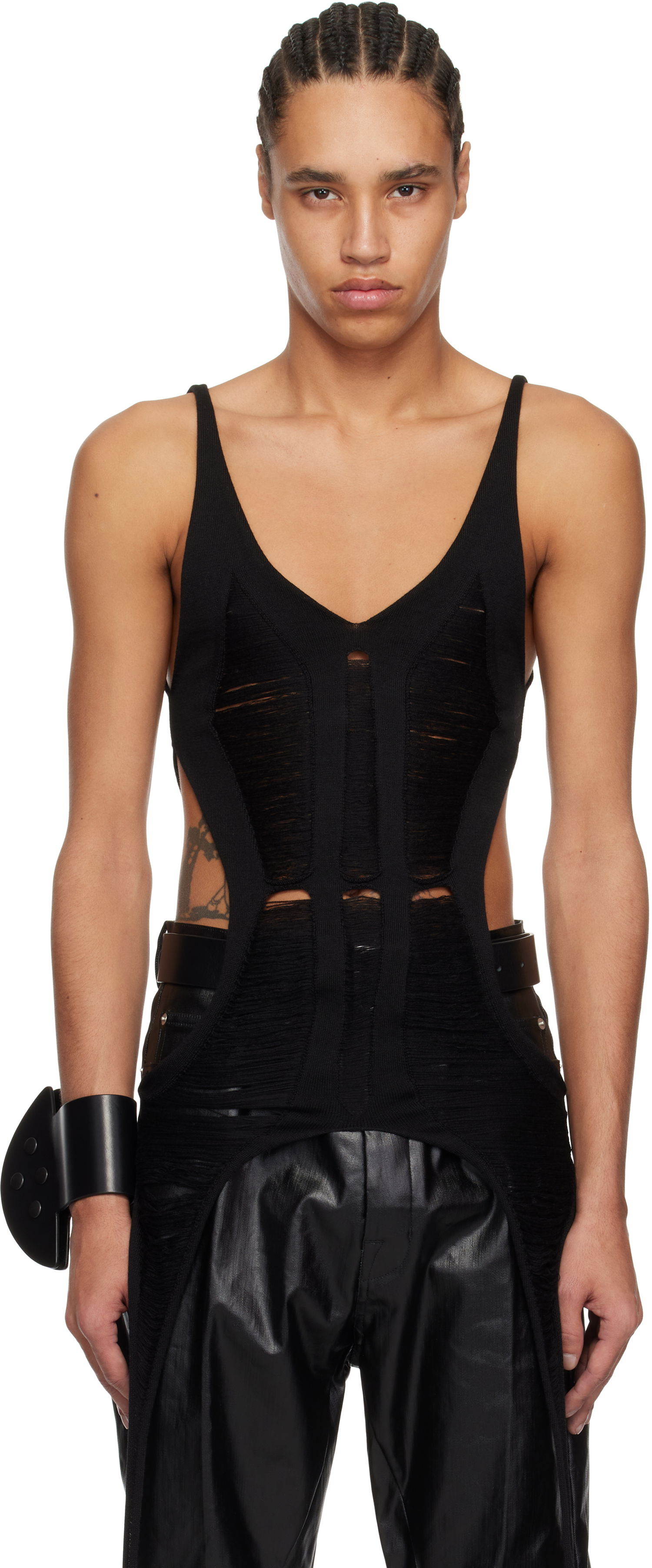 Tielko Rick Owens Rick Owens Hollywood Cutout Bodysuit Tank Top Čierna | RR01E5675 KGRIDM, 0