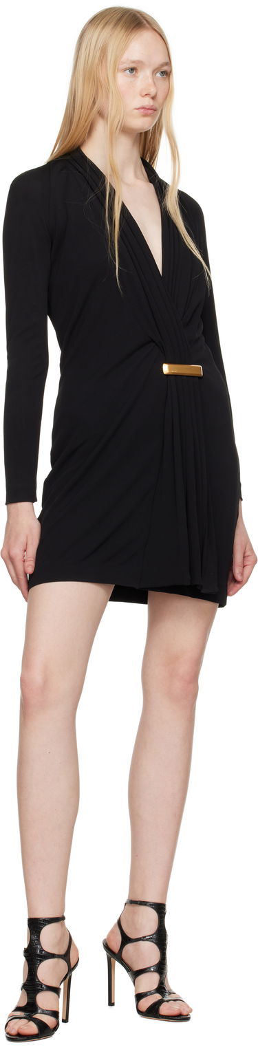 Šaty Tom Ford TOM FORD V-Neck Long Sleeve Cocktail Minidress Čierna | ABJ835-JEX131, 3