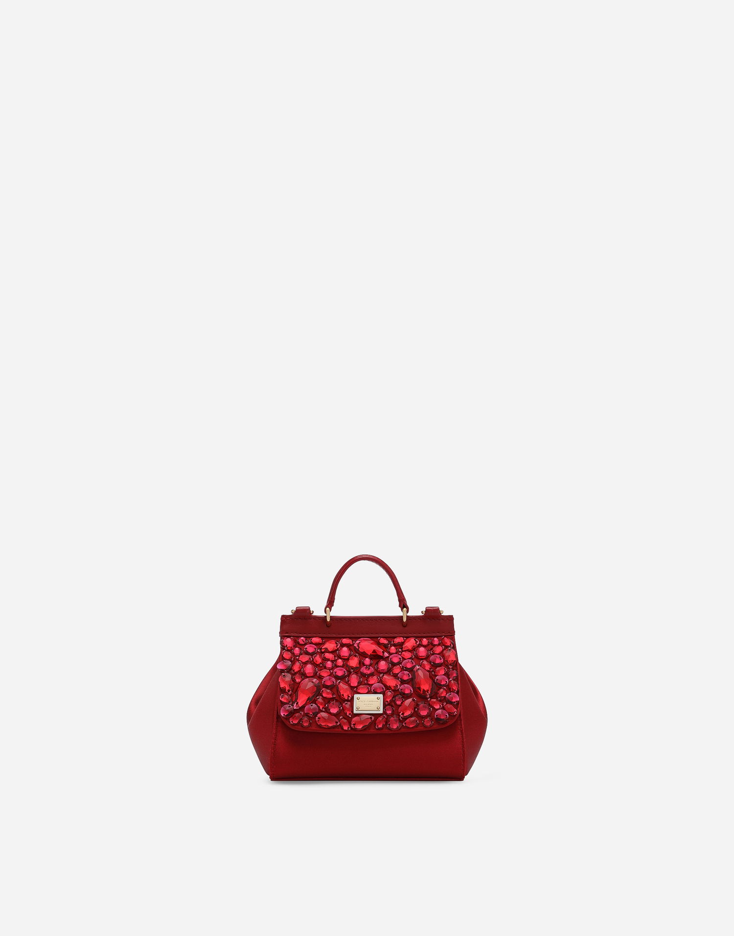 Kabelka Dolce & Gabbana Dolce & Gabbana Mini Sicily Satin Handbag with Crystal Embellishments Červená | EB0003AB00080316, 0