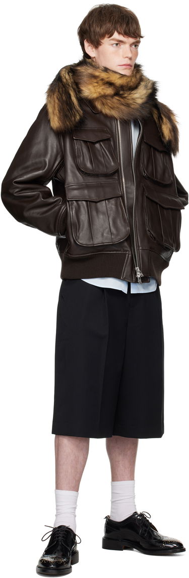 Bomber bunda Simone Rocha Simone Rocha Oversized Multi-Pocket Aviator Jacket Hnedá | 6130 0456, 3