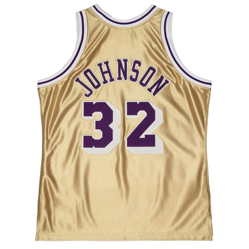Dres Mitchell & Ness Los Angeles Lakers Magic Johnson 75th Gold Swingman Jersey Metalická | SMJY4398-LAL84EJHGOLD, 1