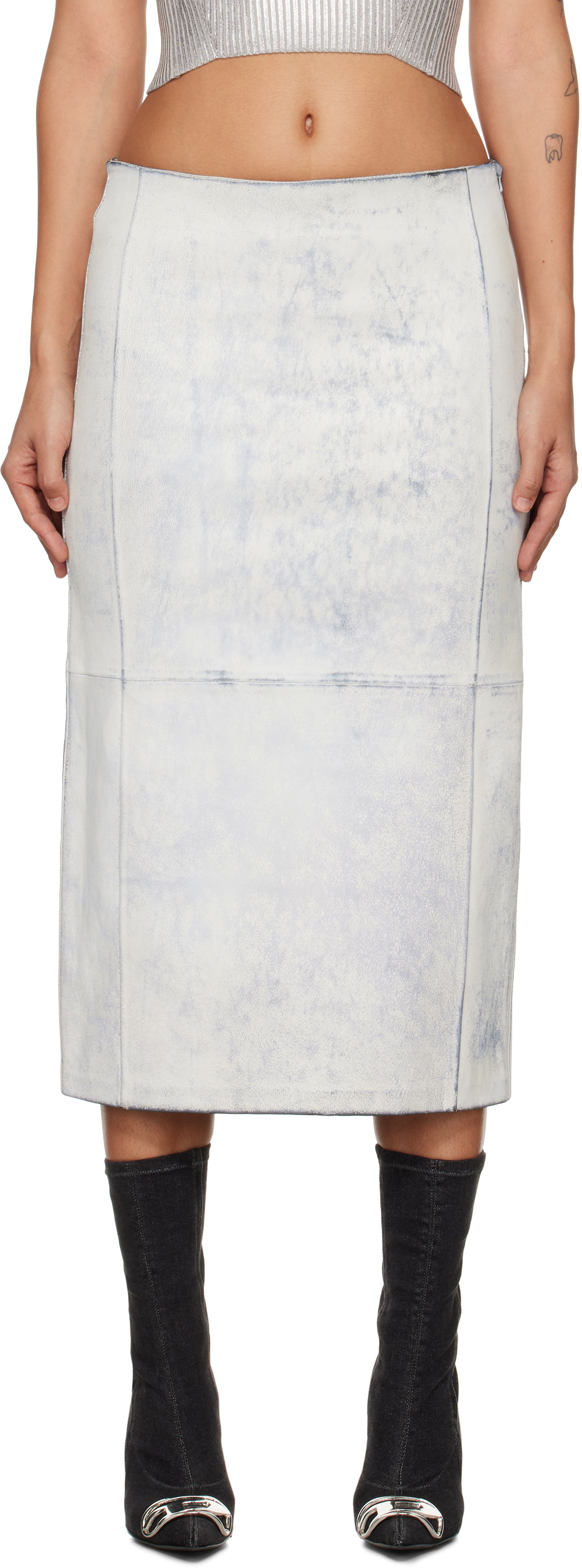 Sukňa Diesel Leather Midi Skirt Biela | A14483 0QJAL, 0