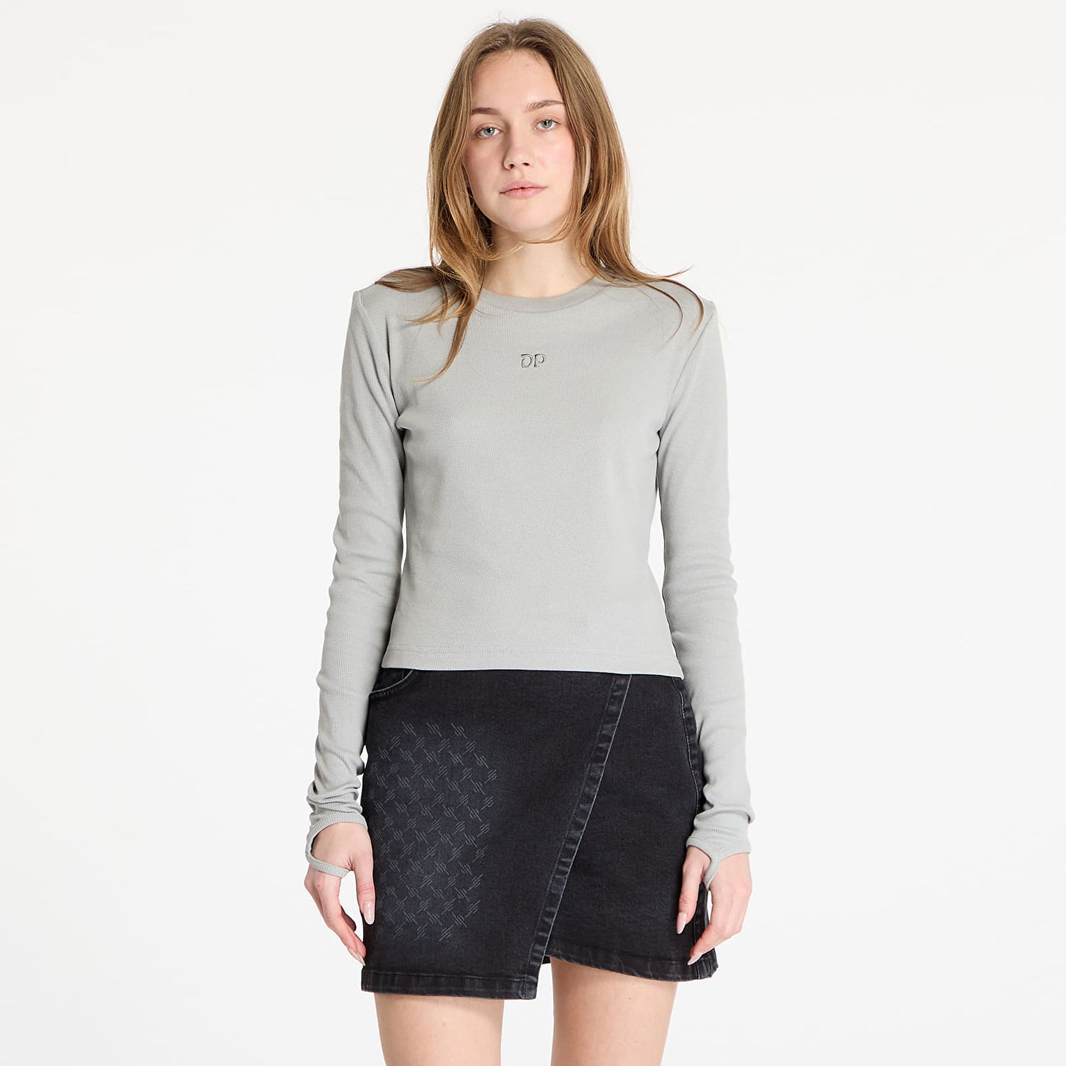 Tričko DAILY PAPER Daily Paper Women's Ribbed Long Sleeve Top Šedá | 2423007, 0