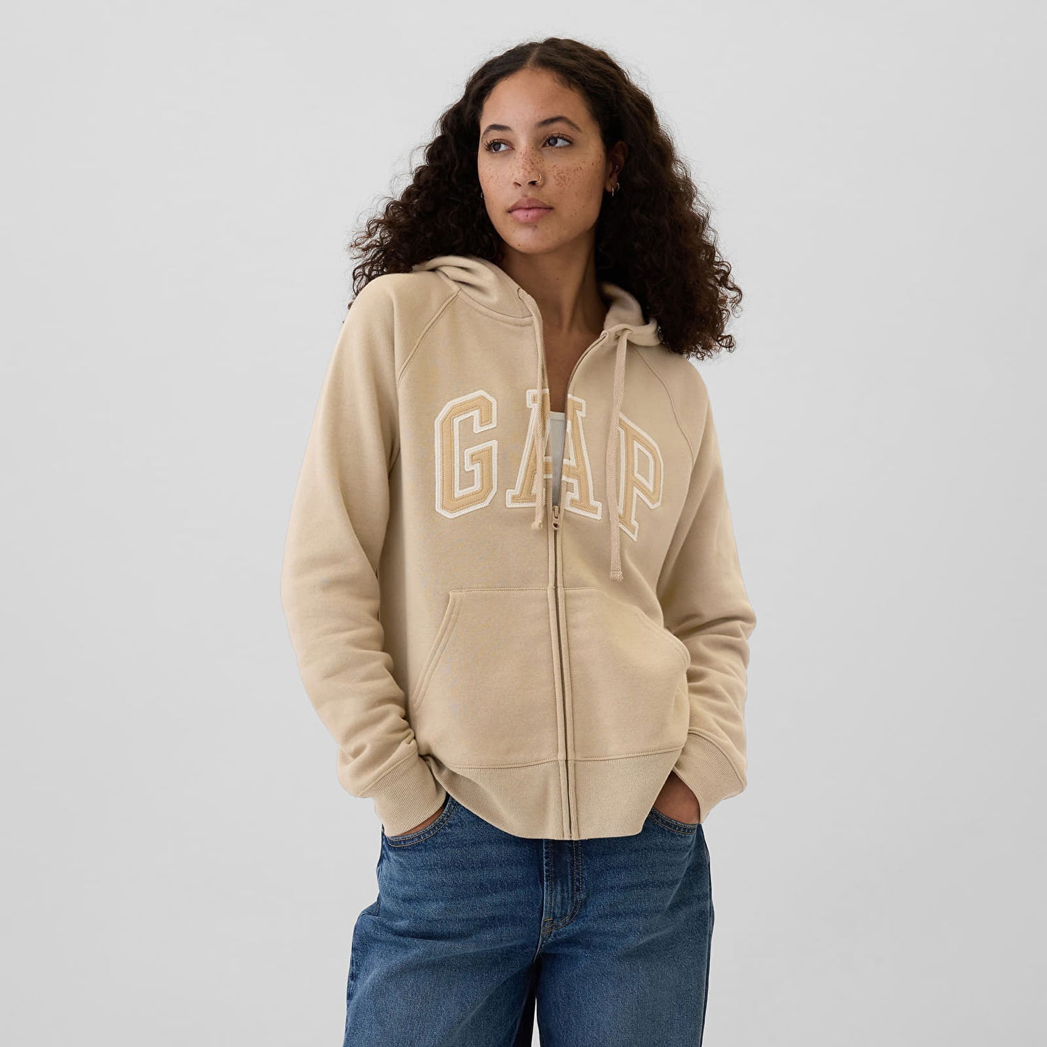 Mikina GAP Logo Fullzip Hoodie Khaki Zelené | 463503-51, 0
