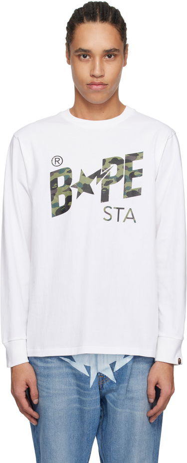 Tričko BAPE A Bathing Ape 1st Camo 'Bape STA' Long Sleeve T-Shirt Biela | 001LTL301016M, 0