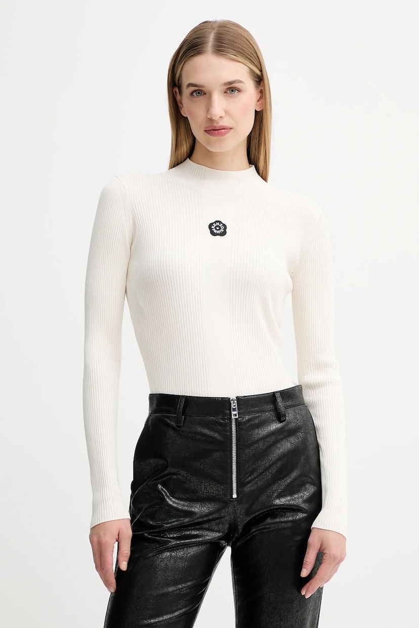 Sveter KENZO Kenzo Ribbed Mock Neck Sweater Biela | FF62TO6123LG