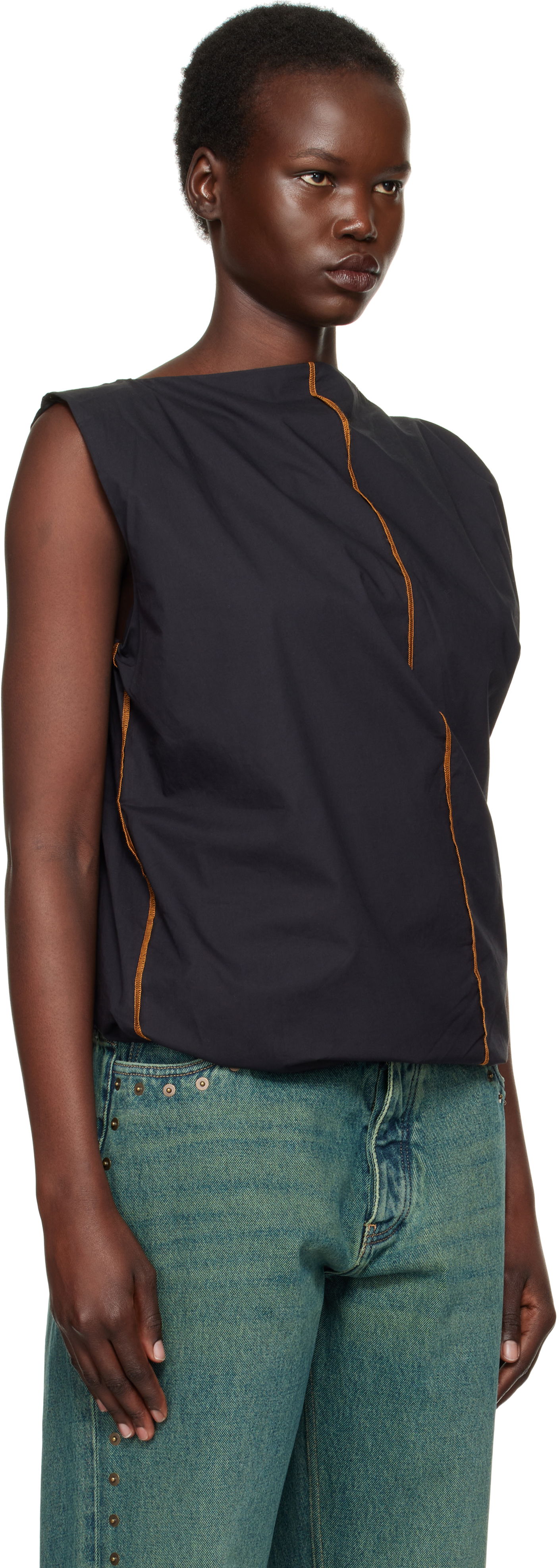 Tielko Baserange Sleeveless Turn Neck Top Čierna | TOTU-PO-SP25, 1