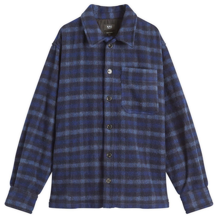 Košeľa A.P.C. A.P.C. Stanley Check Wool Overshirt Modrá | WOASI-H02989-IAK
