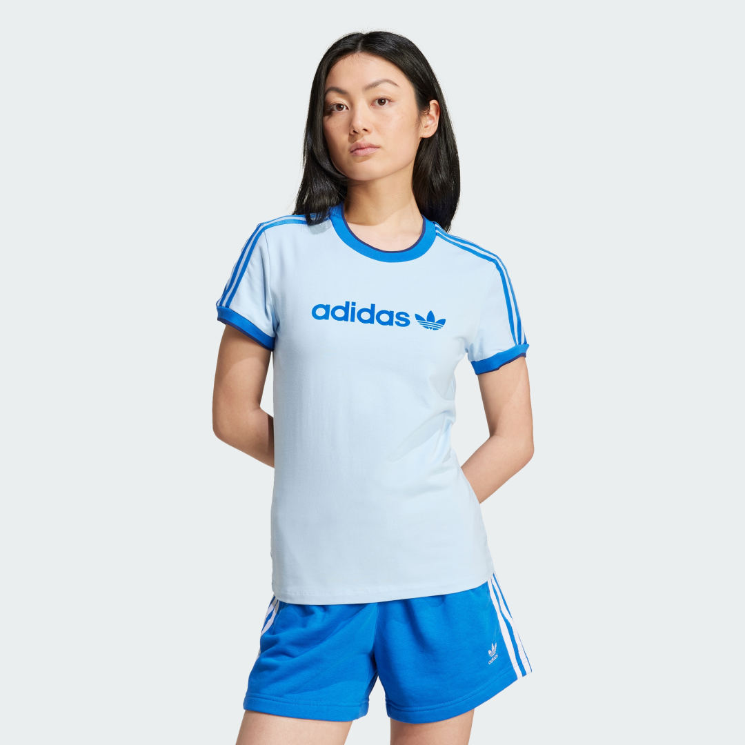 Tričko adidas Performance Graphic Badge Slim 3-Stripes Tyrkysová | IZ2674, 0