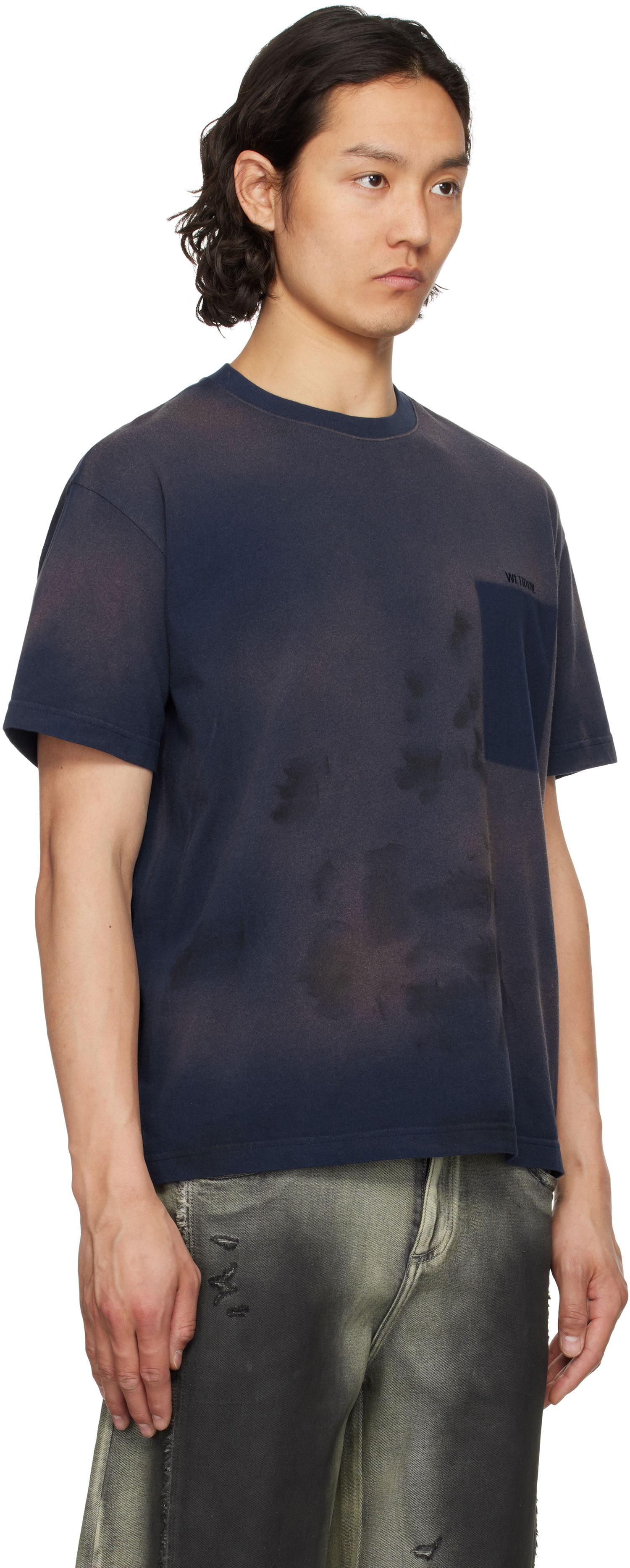 Tričko We11done We11done Embroidered Grunge T-Shirt Navy | WD-TT1-25-725-U-NV, 1
