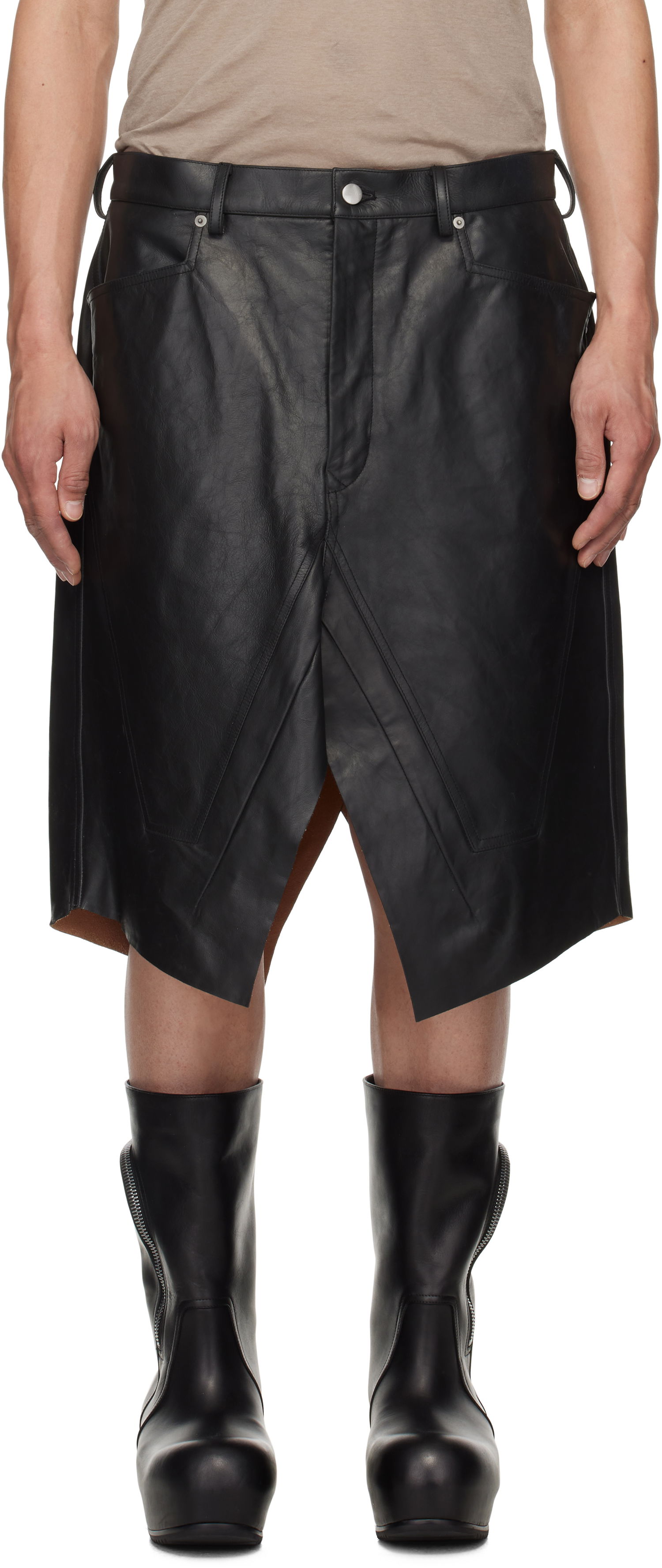 Sukňa Rick Owens Rick Owens Hollywood Leather Skirt Čierna | RU01E5345 LTP, 0