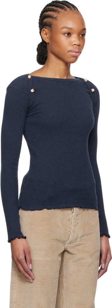 Sveter Baserange Baserange Long Sleeve Fitted T-Shirt Navy | TODIL-RC-SP25, 1