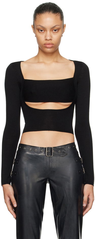 Crop Top Miaou Miaou Delphine Cutout Sweater Čierna | 7104FFKBLK, 0