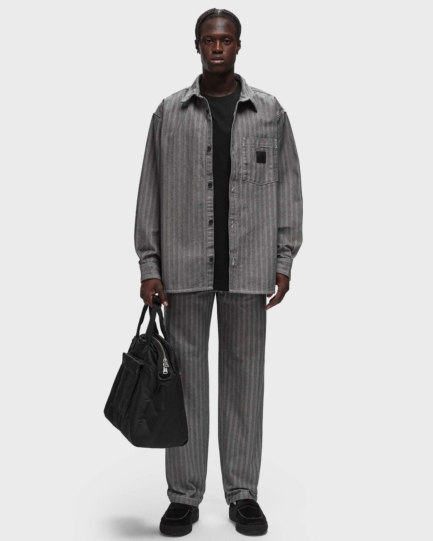 Košeľa Carhartt WIP Menard Herringbone Shirt Jacket - Grey Rinsed Šedá | I033577-9102, 1