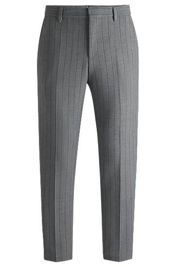 Nohavice BOSS Tapered-Fit Pinstripe Stretch Trousers Šedá | 50534997, 0
