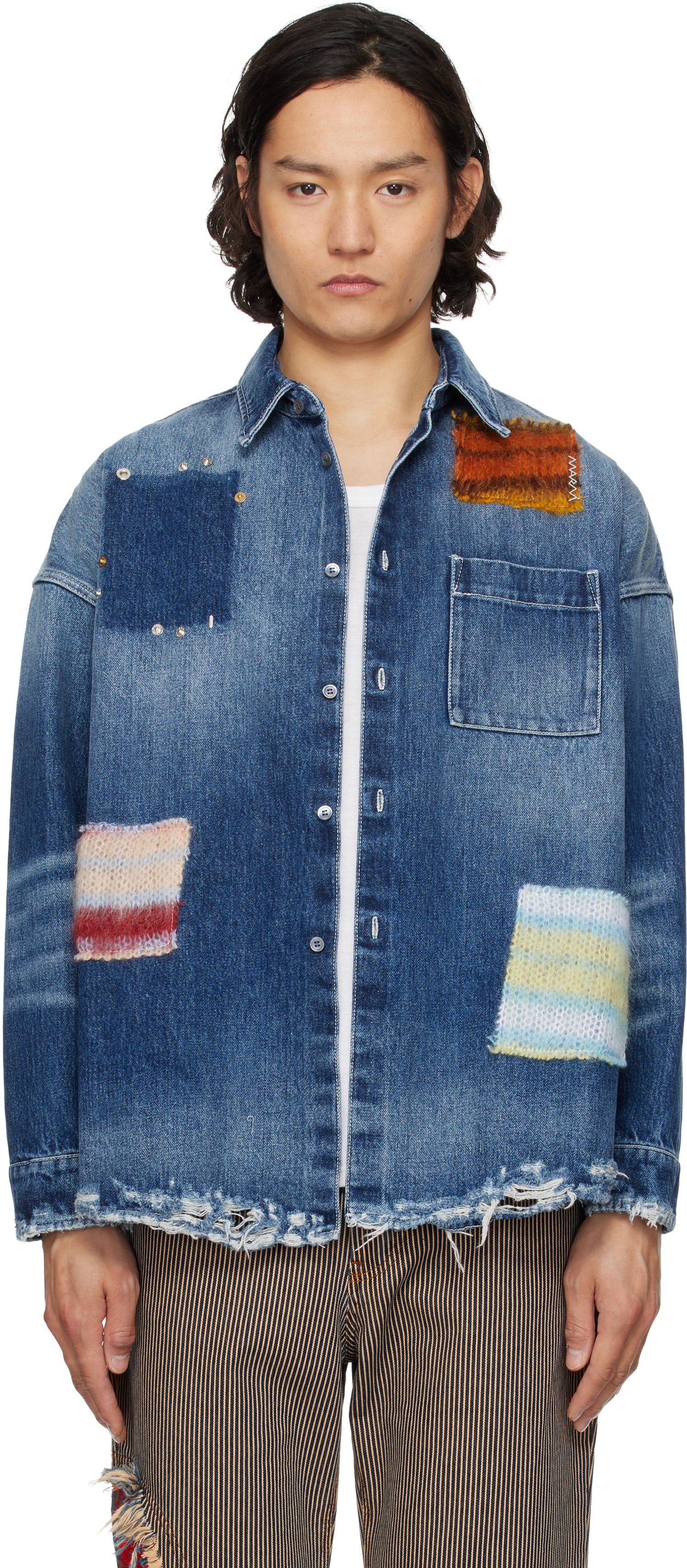 Košeľa Marni Marni Patched Denim Shirt Modrá | CUJU0061LX USCX01, 0