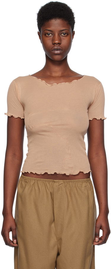Crop Top Baserange Slim Fit Lettuce Trim T-Shirt Béžová | TOGE-CG-SP24, 0
