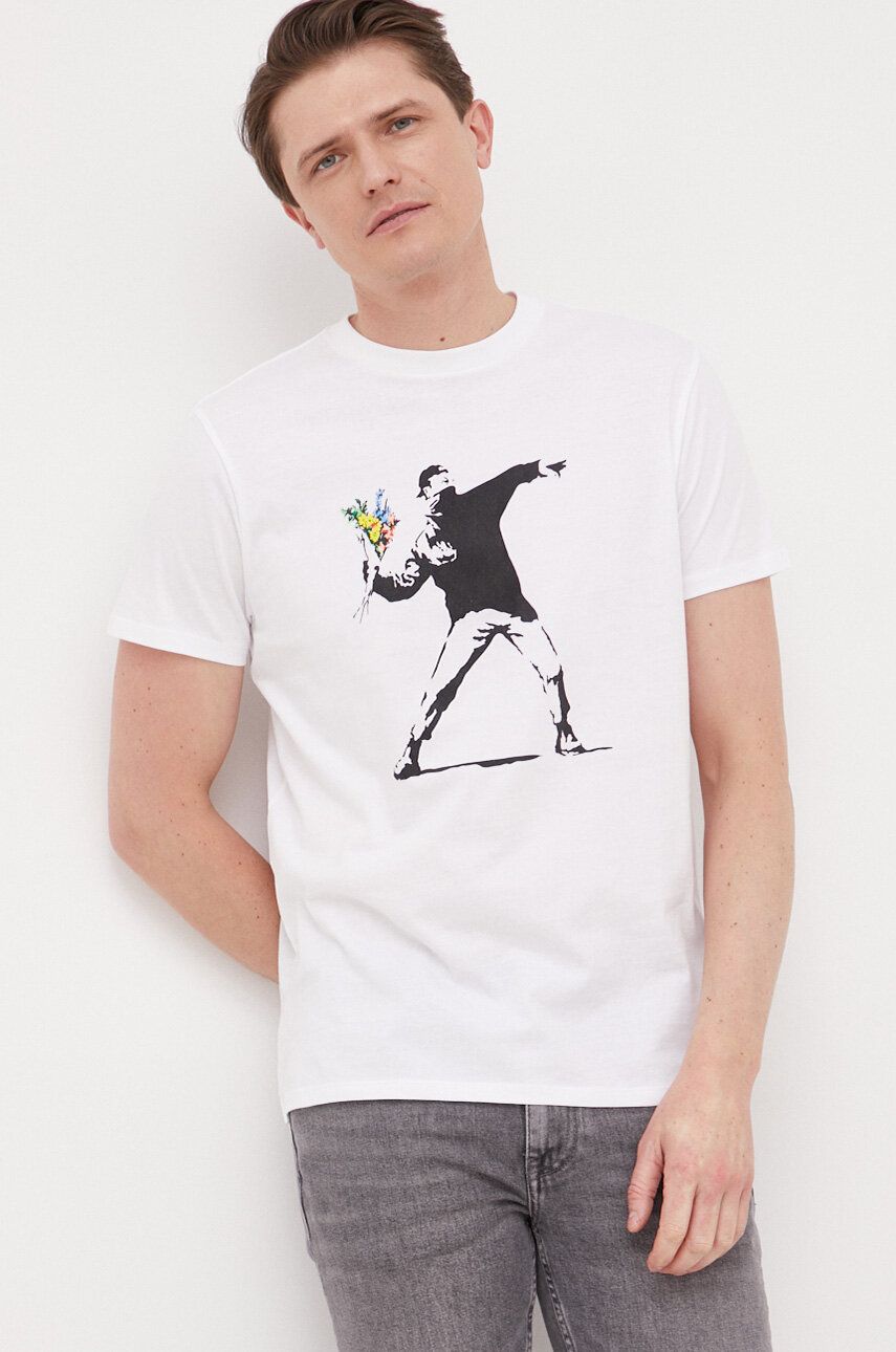 Tričko GUESS Banksy x GUERSS Cotton Tee Biela | M3GI68.K9RM3, 0