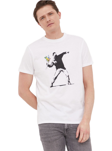 Tričko GUESS Banksy x GUERSS Cotton Tee Biela | M3GI68.K9RM3