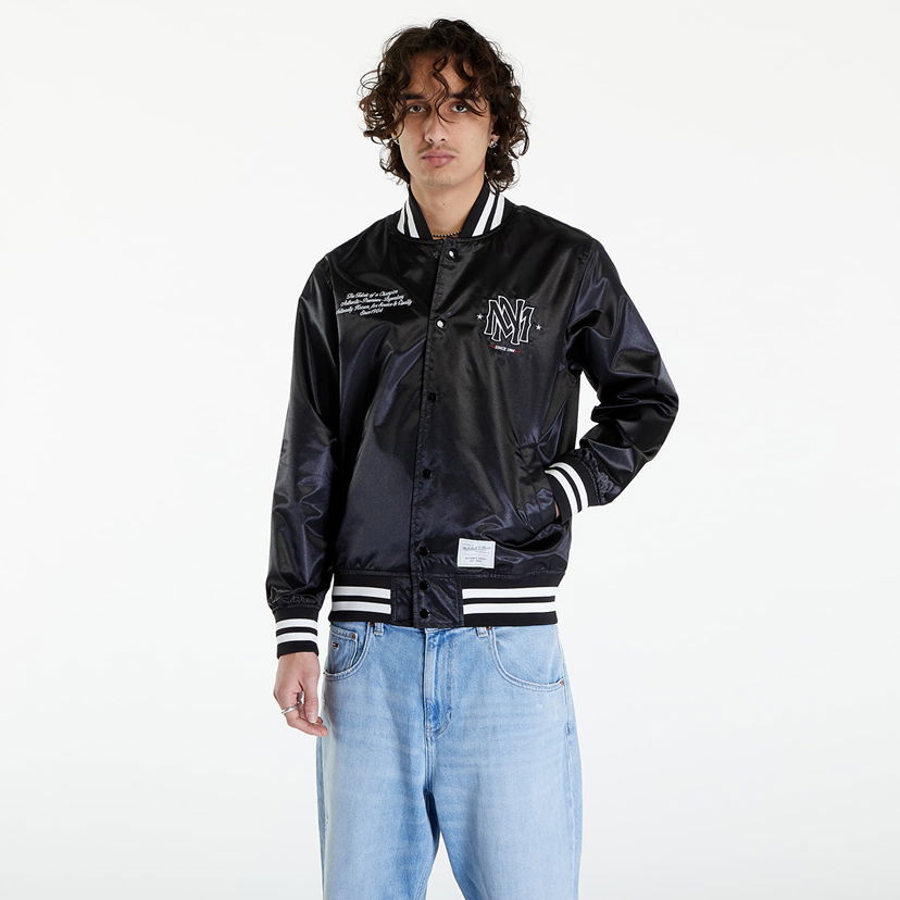 Bomber bunda Mitchell & Ness Branded 1904 Satin Jacket Black Čierna | OJBF6549-MNNYYPPPBLCK