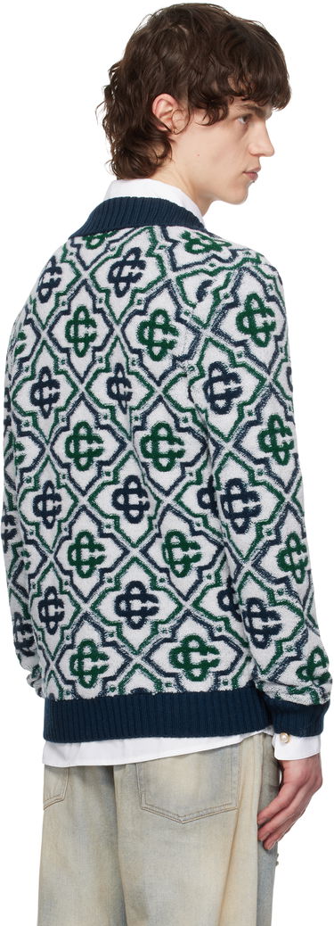 Sveter Casablanca Casablanca Monogram Knit Zip Sweater Biela | MPS25-KW-842-01, 2