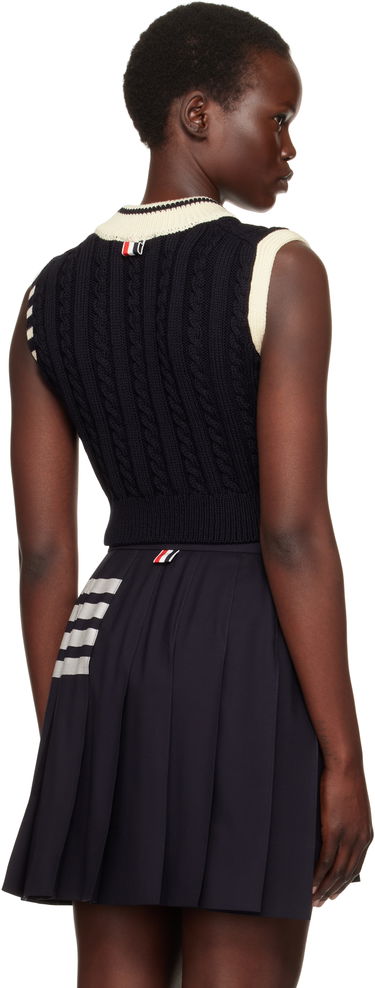 Tielko Thom Browne Classic Baby Cable Stitch Cropped Vest Modrá | FKV205A-Y1024, 2