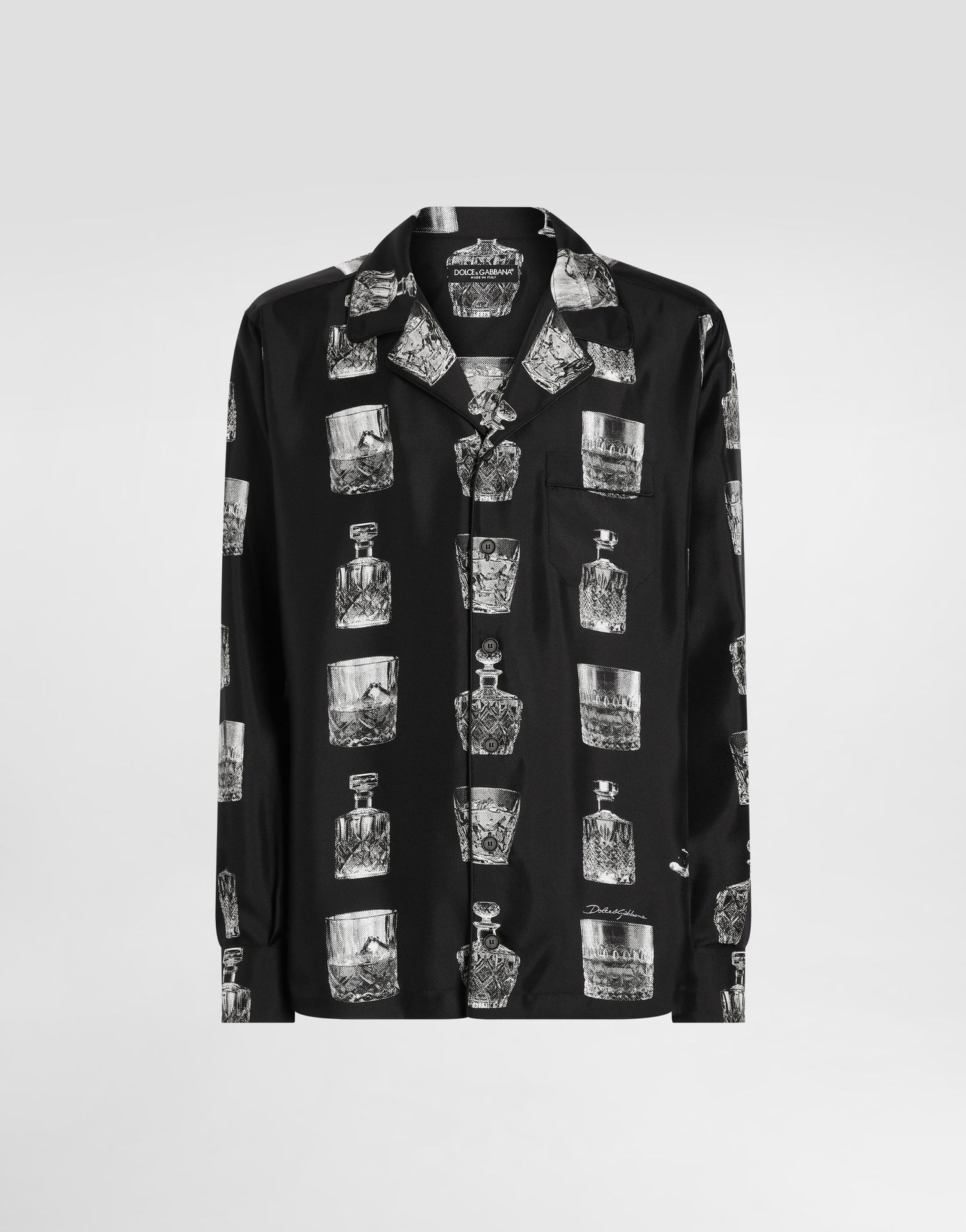 Košeľa Dolce & Gabbana Silk Shirt with Liquor Print Čierna | G5IF1THI1V0HN5IA, 0