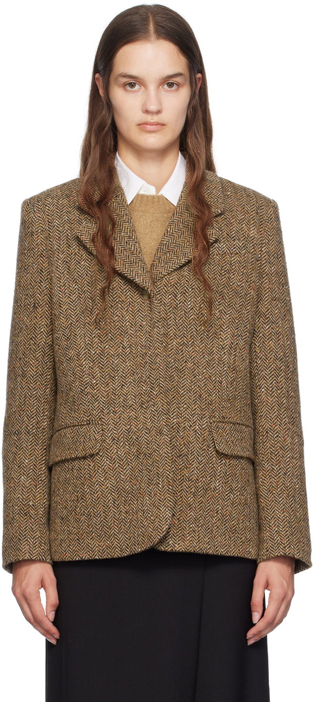 Bunda BOSS Herringbone Blazer Hnedá | 50518444, 0