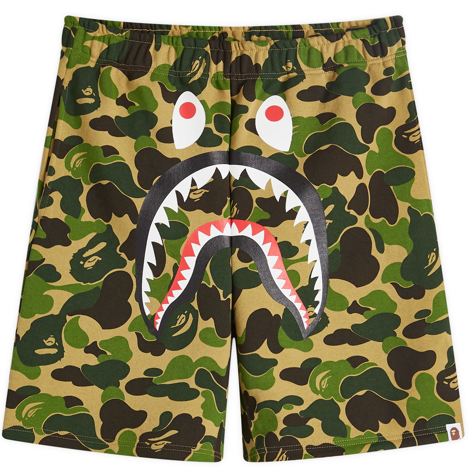 A Bathing Ape Men's ABC Camo Shark Sweat Shorts in Green, Size Large | END. Clothing