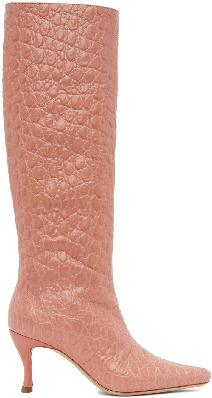 Stevie 42 Pink Leather Knee High Boots