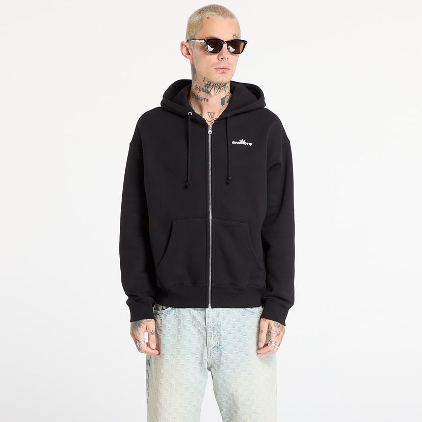 Mikina Awake NY Awake NY Crown Logo Full-Zip Hoodie L Čierna | AWK-FW25-HD003-BLK