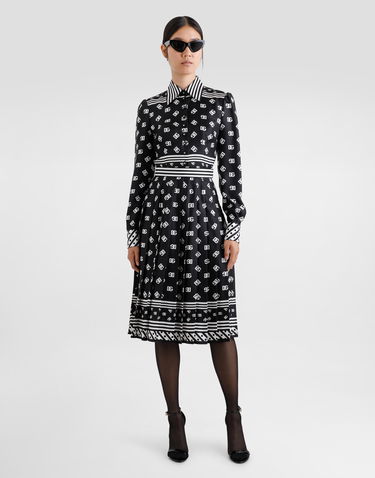 Šaty Dolce & Gabbana Dolce & Gabbana Calf-Length Shirt Dress with DG Logo Print Čierna | F6TMNTGDCVJN0000, 1