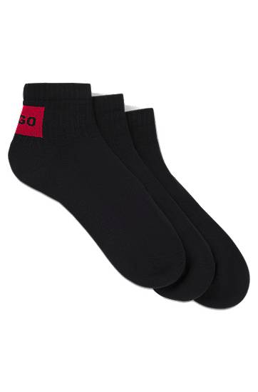 Ponožky BOSS Three-Pack of Ankle Socks with Logo Label Čierna | 50541597, 0
