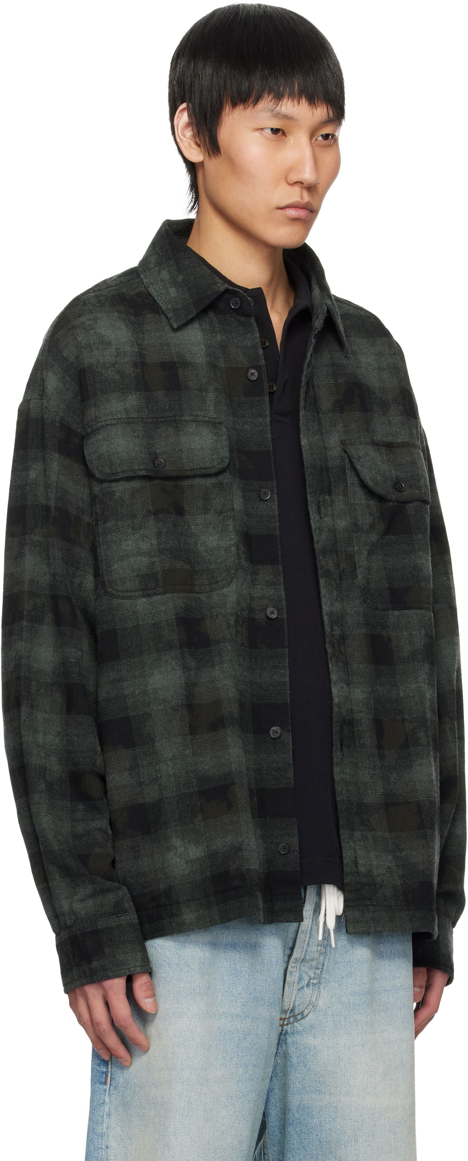Košeľa Palm Angels Palm Angels Check Overshirt Zelené | PMGE043S25FAB0025603, 1
