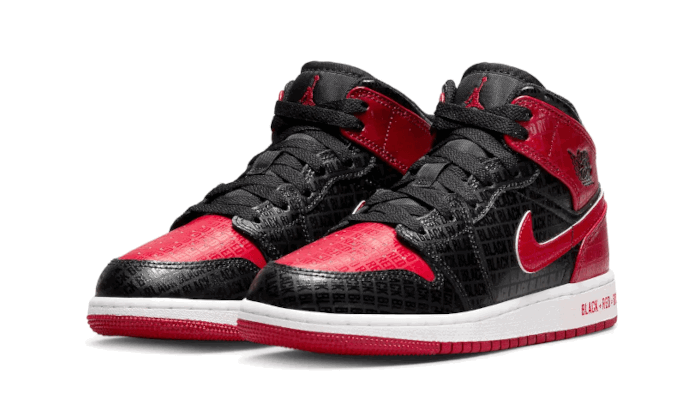 Air Jordan 1 Mid SS "Black + Red = Bred" GS