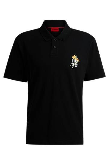 Polo tričko BOSS Piqué Polo Shirt with Logo Artwork Čierna | 50517409, 0