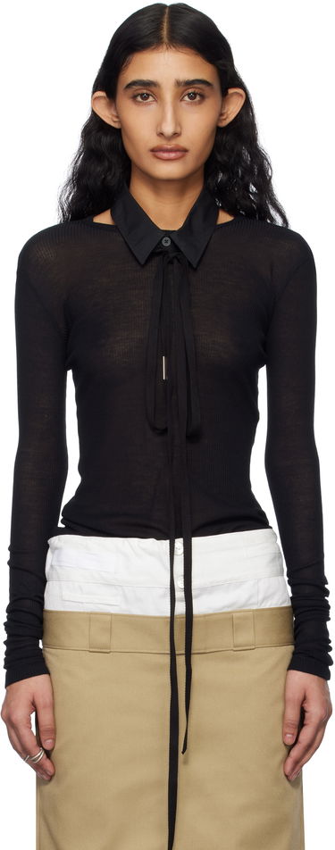 Sveter Ann Demeulemeester Ann Demeulemeester Fiene Long Sleeve T-Shirt Čierna | 2510-W-JTS12-FA570-099, 0