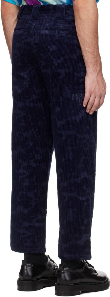 Nohavice BAPE A Bathing Ape Solid Camo Debossed Corduroy Trousers Navy | 001PTK801315M, 2