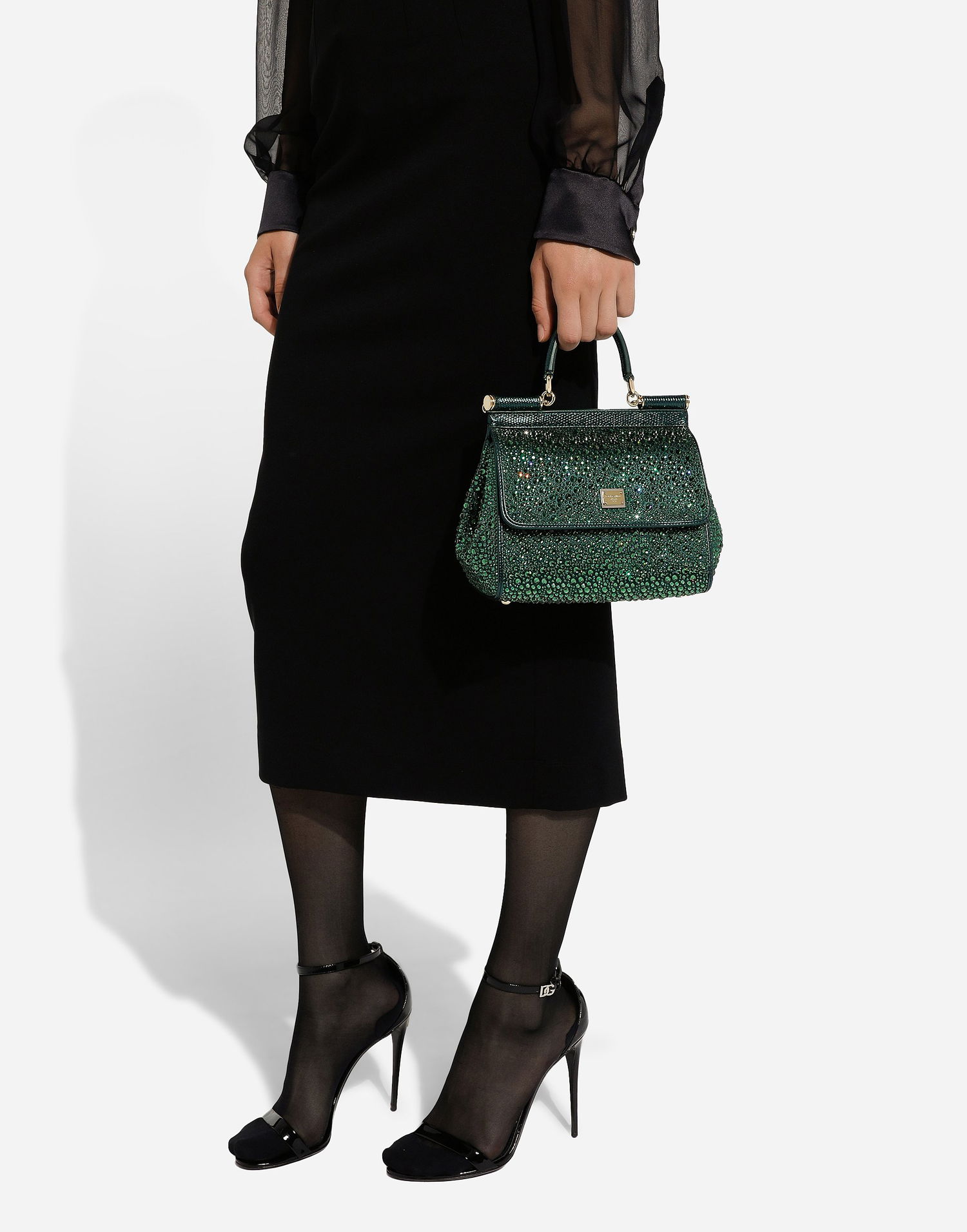 Kabelka Dolce & Gabbana Dolce & Gabbana Sicily Crystal Embellished Handbag Zelené | BB6003A56458F534, 1