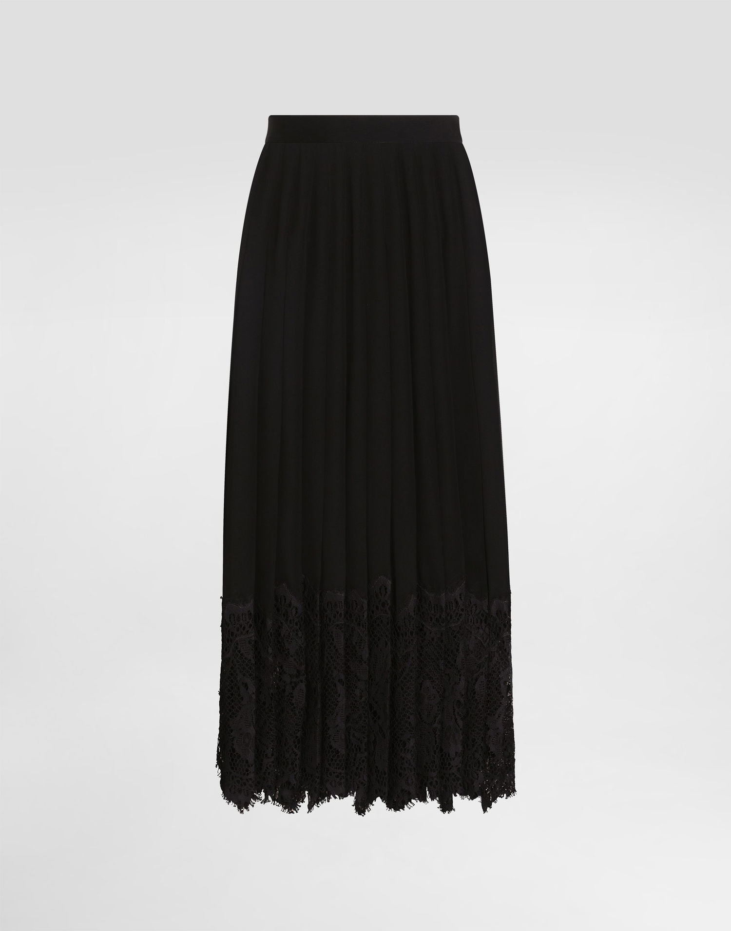 Sukňa Dolce & Gabbana Dolce & Gabbana Pleated Chiffon Midi Skirt with Lace Trim Čierna | F4C6ATFUSNWN0000, 0
