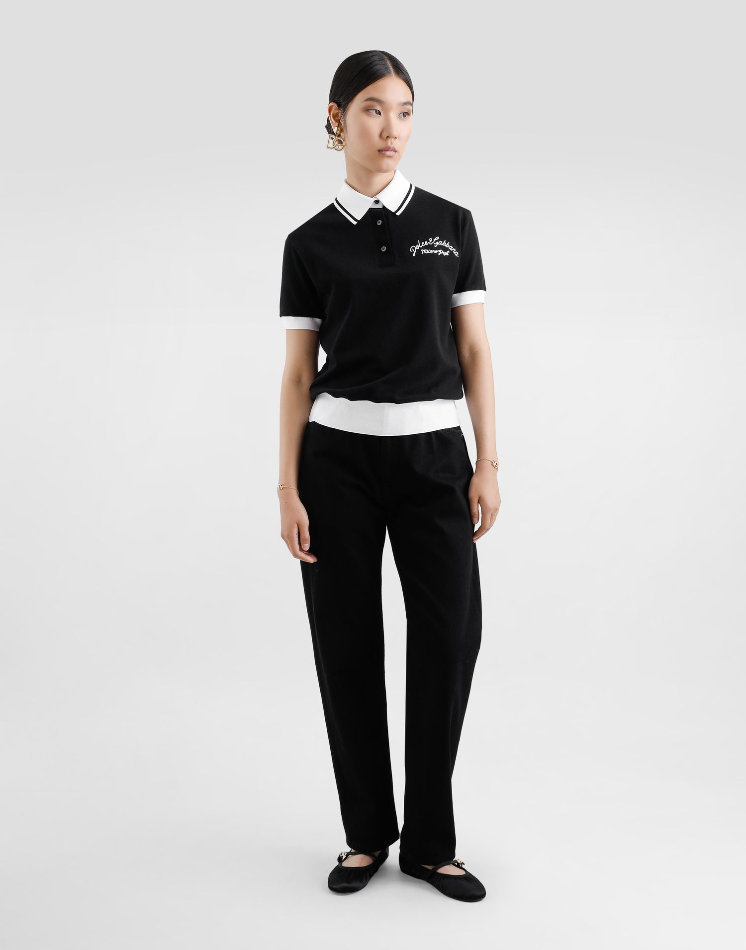 Polo tričko Dolce & Gabbana Dolce & Gabbana Short Sleeve Cotton Piqué Polo Shirt with Logo Embroidery Čierna | F8V33ZGDCYFN0000, 1