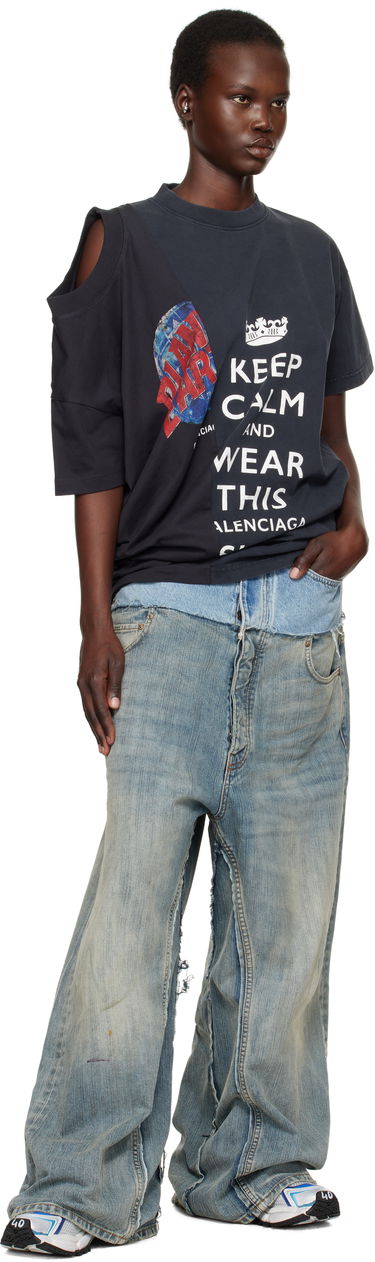 Tričko Balenciaga Keep Calm Graphic Print T-Shirt Čierna | 808414 TRVH8, 3